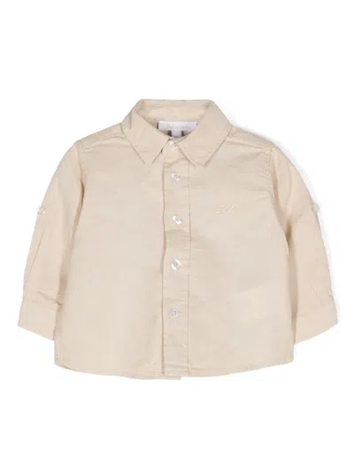 Patachou Babies' Logo-embroidered Linen-blend Shirt In 中性色