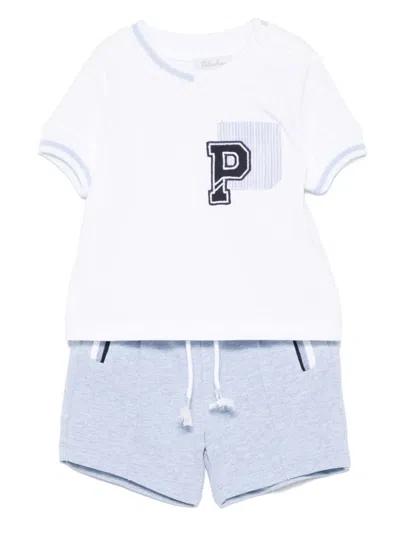 Patachou Babies' Logo-embroidered Shorts Set In White