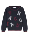 Patachou Logo-intarsia Sweater In Blue