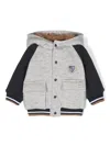 Patachou Logo-patch Hooded Bomber Jacket In Grey