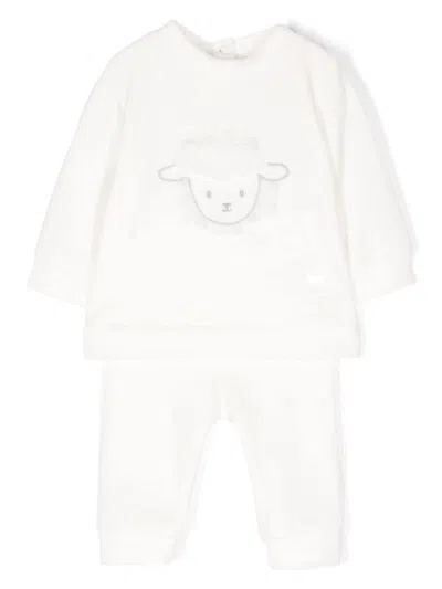 Patachou Babies' Logo-plaque Trousers Set In White
