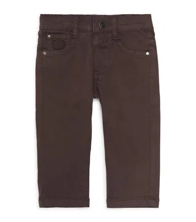 Patachou Kids'  Logo-embroidered Jeans In Brown