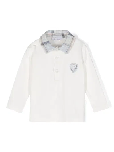 Patachou Babies' Long-sleeve Cotton Polo Shirt In White