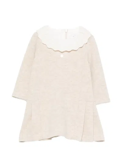 Patachou Babies' Long-sleeve Ruffled Dress In Neutral