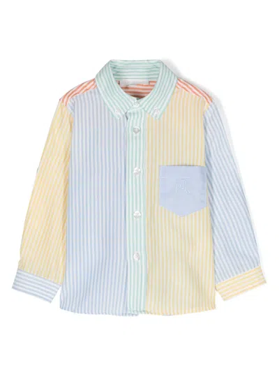 Patachou Babies' Long-sleeve Striped Shirt In 蓝色