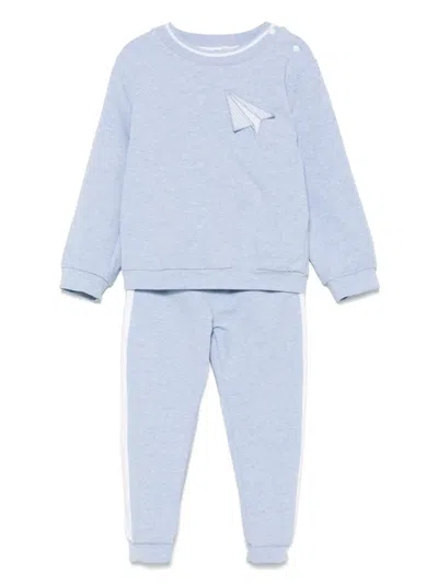 Patachou Mélange-effect Tracksuit Set In 蓝色