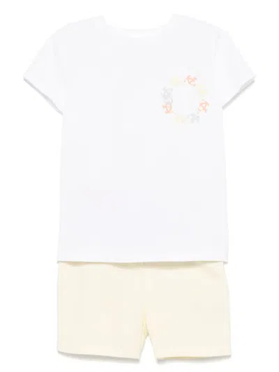 Patachou Motif-embroidered T-shirt And Shorts Set In 白色