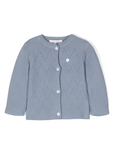 Patachou Babies' Open-knit Cardigan In Blue