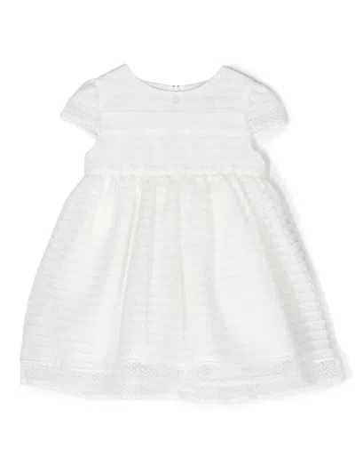 Patachou Babies' Panelled Short-sleeved Dress In White