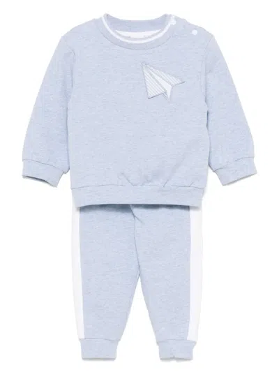 Patachou Babies' Paper Plane-patch Tracksuit In 蓝色