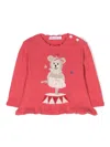 Patachou Patterned Intarsia-knit Jumper In Pink