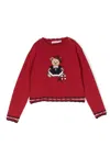 Patachou Patterned Intarsia-knit Jumper In Red