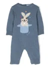 Patachou Patterned Intarsia-knit Romper In Blue