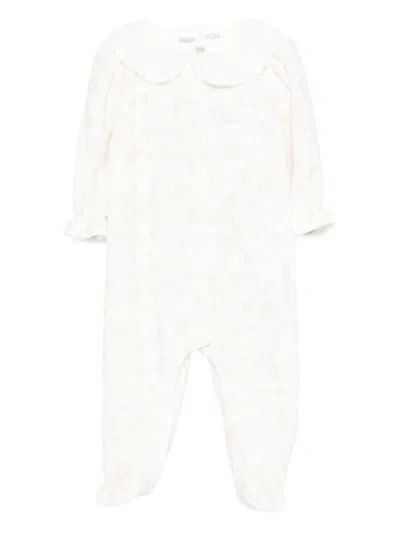 Patachou Babies' Peter Pan-collar Floral Pajama In Neutral
