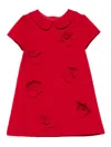 Patachou Peter-pan Collar Flower-appliqué Dress In Red