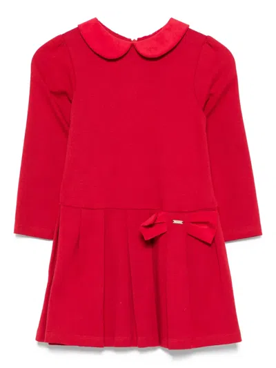 Patachou Kids' Peter-pan Collar Pleated Dress In Red