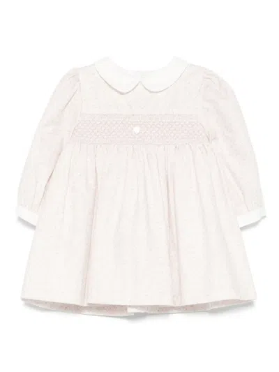 Patachou Babies' Peter-pan Collar Smocked Dress In White