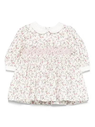 Patachou Babies' Peter-pan Collar Smocked Dress In White