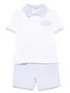 Patachou Pinstriped Polo And Shorts Set In 白色