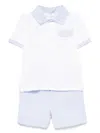 Patachou Pinstriped Polo And Shorts Set In 蓝色
