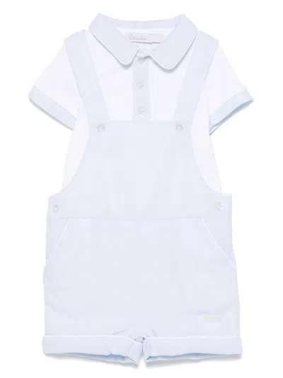 Patachou Babies' Piqué-weave Romper In Blue