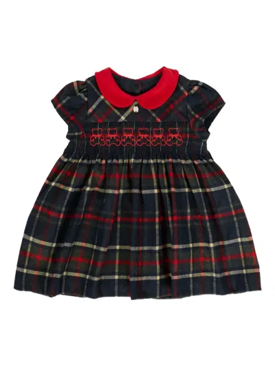 Patachou Babies' Plaid-pattern Dress In Blue
