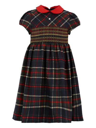 Patachou Kids' Plaid-pattern Dress In Blue
