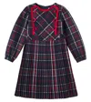 Patachou Plaid Pleated Dress In Blue