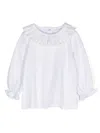 Patachou Ruffle-collar Stretch-cotton Blouse In White