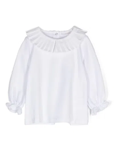 Patachou Babies' Ruffle-collar Stretch-cotton Blouse In White
