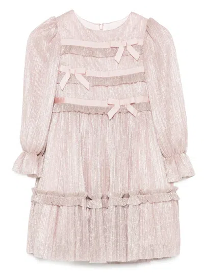 Patachou Kids' Pleated Bow-embellished Party Dress In Pink
