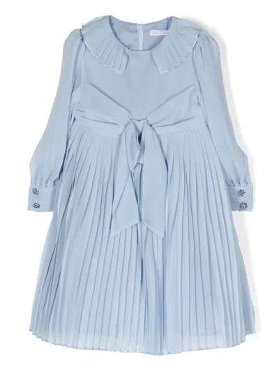 Patachou Kids' Pleated Chiffon Maxi Dress In Blue