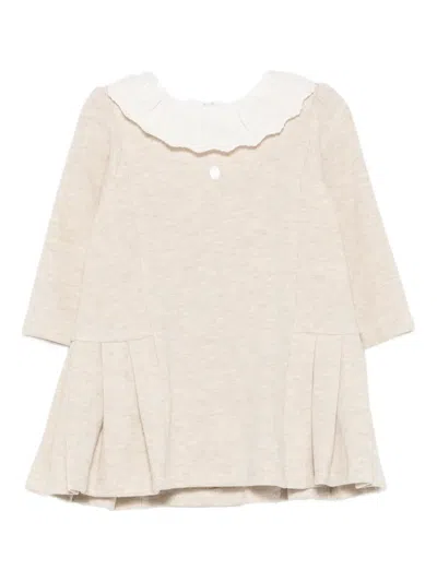 Patachou Babies' Pleated Collar Dress In Brown