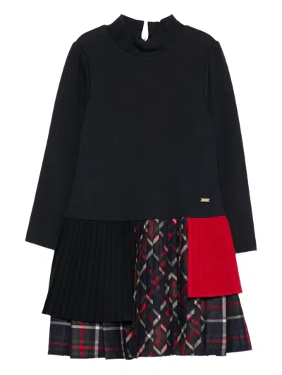 Patachou Kids' Pleated Panelled Dress In Black