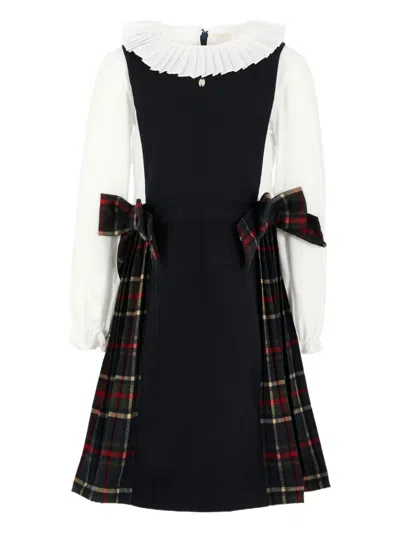 Patachou Kids' Pleated Panelled Dress In Blue