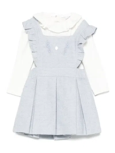 Patachou Babies' Pleated Ruffled Dress In Blue