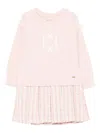 Patachou Pleated Sweatshirt Dress In Pink
