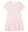 Patachou Pleated Tweed Dress In Pink