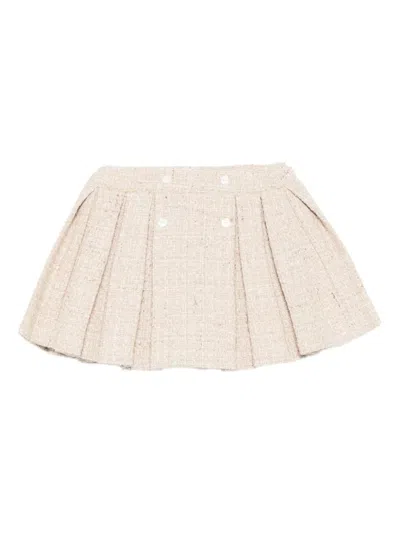 Patachou Babies' Pleated Tweed Skirt In Neutral
