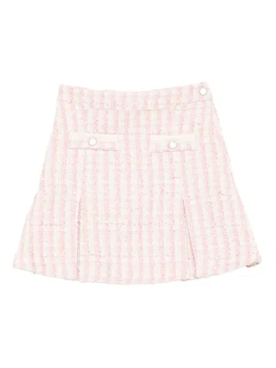 Patachou Kids' Pleated Tweed Skirt In Pink