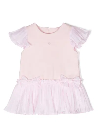 Patachou Babies' Pleated Voile Dress In Pink