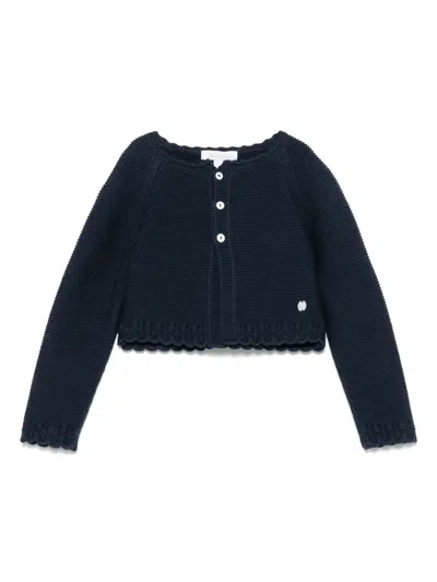 Patachou Babies' Pointelle-detailed Cardigan In Blue