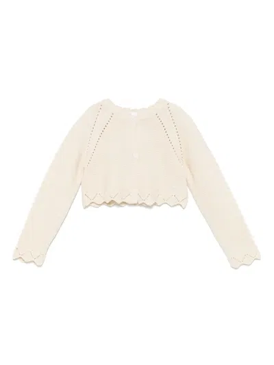 Patachou Babies' Pointelle-detailed Cardigan In Neutrals