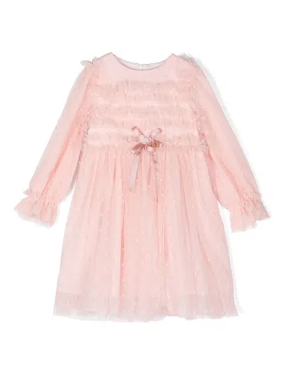 Patachou Kids' Polka Dot Dress In 粉色