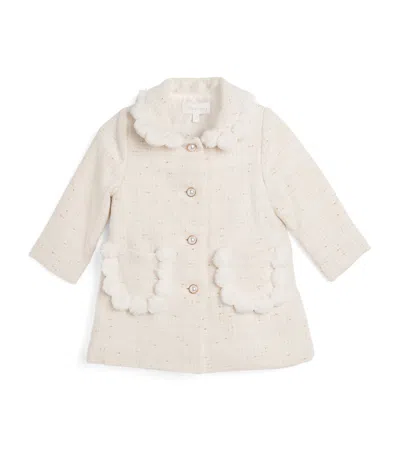 Patachou Kids' Pom-pom-detail Coat In White