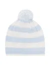 Patachou Pompom Striped Knitted Beanie In Blue
