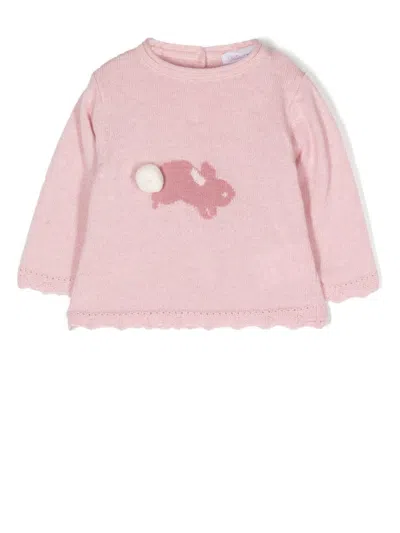 Patachou Babies' Rabbit-knit Jumper In Pink