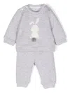 Patachou Rabbit-print Cotton Tracksuit Set In Grey
