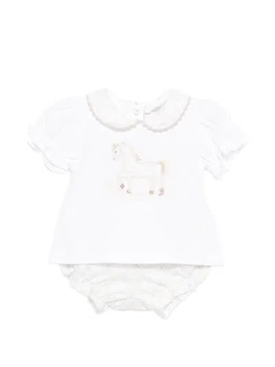 Patachou Babies' Rocking Horse Shorts Set In White
