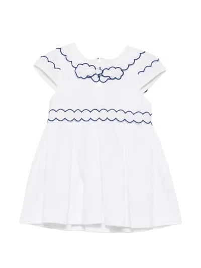 Patachou Babies' Round-neck Bow-detail Dress In White